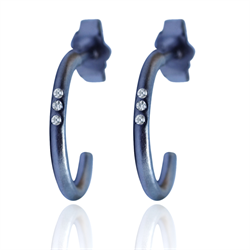 Miss Miquelina, Hoop med cz, 13 mm, Sort sølv 